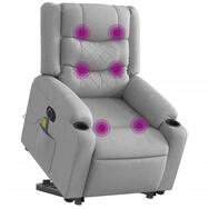 vidaXL Sessel Elektrischer Massagesessel mit Aufstehhilfe Hellgrau Stoff (1-St)