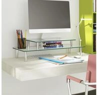 vidaXL Monitor-Halterung Monitorst&auml;nder 2-stufig Transparent Glas
