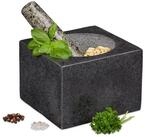 relaxdays M&ouml;rser Eckiger M&ouml;rser mit St&ouml;&szlig;el aus Granit