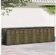 vidaXL M&uuml;lltonnenbox Wagenm&uuml;llbeh&auml;lter f&uuml;r 6 Beh&auml;lter Stahl Anthrazit (1...