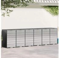 vidaXL M&uuml;lltonnenbox Wagenm&uuml;llbeh&auml;lter f&uuml;r 6 Beh&auml;lter Stahl Anthrazit (1...