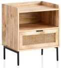 Wohnling Nachttisch WL6.806 Nachtkommode Boxspringbett Holz Rattan 60 cm Wiener