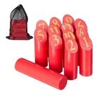 relaxdays Spielzeug-Gartenset Rotes Kubb Wikingerspiel mit Tasche, (14-tlg)