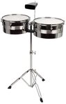 XDrum Timbale Timbales Set inkl. Cowbell, 3-St., Inklusive D&auml;mpferset, Stativ...