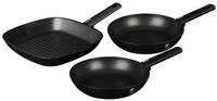 BerlingerHaus Pfannen-Set Bratpfannen Set 3-tlg. mit Grillpfanne, Aluminium