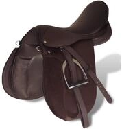 vidaXL Westernsattel, Pferdereiten Sattelset 16" echtes Leder braun 14 cm 5-in-1