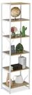 relaxdays Standregal mit 6 Ebene, Holzoptik-Wei&szlig;