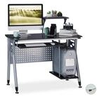 relaxdays Computertisch Moderner Computertisch mit Glasplatte, schwarz