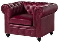 Massivmoebel24 Sessel CHESTERFIELD (Sessel Echtleder 105x82x75 rot CHESTERFIELD