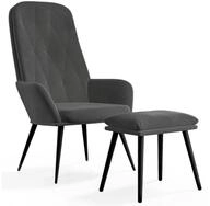 vidaXL Relaxsessel, Sessel mit Hocker Dunkelgrau Samt