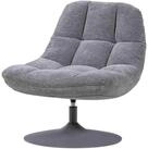 WOOOD Drehsessel Elvi Chenille-Stoff Hellgrau &ndash; Relaxsessel 360 Grad...