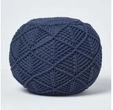 Homescapes Pouf Geh&auml;kelter Pouf, dunkelblau, 35 x 40 cm