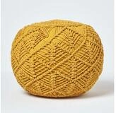 Homescapes Pouf Geh&auml;kelter Pouf, senfgelb, 35 x 40 cm