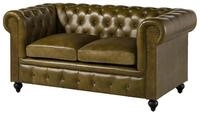 Massivmoebel24 Sofa CHESTERFIELD, Sofa 2-Sitzer Echtleder 158x82x75 gr&uuml;n