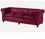 Massivmoebel24 Sofa CHESTERFIELD, Sofa 3-Sitzer Echtleder 216x82x75 rot...