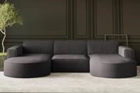 Kaiser M&ouml;bel Ecksofa Sofa U form, Couch MODENA U STUDIO stoff Verita, Poso,...