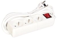 PEREL Perel Steckdosenleiste mit Schalter, 3 Steckdosen Typ E, Kabel 3 m, 3G