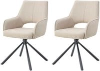 xonox.home Drehstuhl (2er-Set), Esszimmerst&uuml;hle aus Webstoff in creme &...