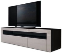 Vladon Lowboard Valencia (TV-Kommode, mit 1 offenem Fach und 2 Klappen), Schwarz