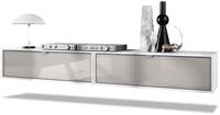 Vladon Lowboard Lana 1000 (2er-Set Tv-Kommode, mit Klappe), Wei&szlig; matt/Sandgrau