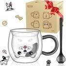 LuxusKollektion Latte-Macchiato-Glas Doppelwandige Hund Tasse 280ml mit L&ouml;ffel,