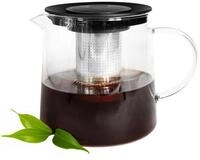 Sendez Teekanne 1,2L mit Edelstahl Sieb aus Borosilikatglas Teebereiter Glaskanne,