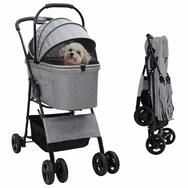 vidaXL Napfunterlage, Faltbarer Haustierwagen Grau 81 x 47 x 99 cm Polyester