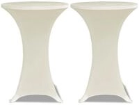 vidaXL Hussen-Set 2 x Tischhusse f&uuml;r Stehtisch Stretchhusse &Oslash;80 cm cremefarben