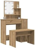 vidaXL Schminktisch, Schminktisch-Set mit LED-Leuchten Artisan-Eiche...