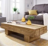 FINEBUY Couchtisch SuVa2387_1 Massivholz 120cm im Block Design &ndash; Moderner
