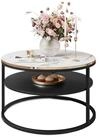 Lookway Couchtisch COREIL MARMOR Runder Couchtisch mit Ablage (1 Tisch),...