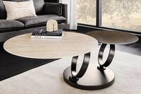 riess-ambiente Couchtisch DANCING RINGS rost/schwarz - rund, Travertin, Keramik,