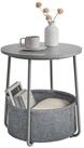 VASAGLE Beistelltisch, rund, Couchtisch, mit Korb aus Stoff, &Oslash;45 cm, modern