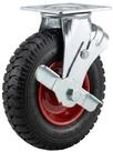 relaxdays Schwerlastrolle Lenkrolle mit Bremse 2.50-4, Schwarz-Rot