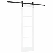 vidaXL Haust&uuml;r Schiebet&uuml;r Wei&szlig; 61 x 198,5 cm Massivholz Kiefer und Glas...
