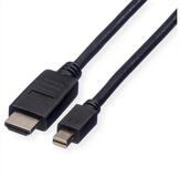 ROLINE Mini DisplayPort Kabel, Mini DP-HDTV, ST/ST Audio- & Video-Kabel, Mini