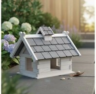Melko Vogelhaus Vogelfutterhaus Vogelvilla Vogelhaus Holz mit Dach...