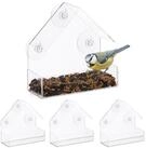 relaxdays Vogelhaus Fenster-Vogelfutterhaus 4er Set