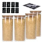TP Vorratsglas 4er Set Vorratsglas mit Bambusdeckel und 8 Kreidetafel- Sticker...