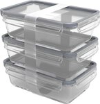 ROTHO Vorratsdose Rotho K&uuml;hlschrankdose Glas CLIC & LOCK 1,3 L, 3er, Glas