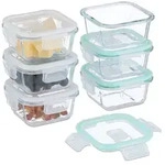relaxdays Frischhaltedose Glasbeh&auml;lter mit Deckel im Set, Glas, (6-tlg), 6 x...