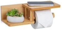 relaxdays Toilettenpapierhalter Bambus Toilettenpapierhalter 2 Ablagen