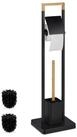relaxdays WC-Garnitur Bambus & Edelstahl, schwarz