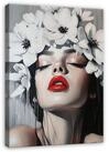 Wallarena Leinwandbild WALLARENA Leinwandbild Blumen Grau Wandbild Wohnzimmer,...