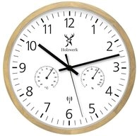 Holzwerk Funkwanduhr Hygrometer & Thermometer Holz Loft Designer Funk-Wanduhr...
