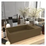 vidaXL Waschbecken, Badezimmer-Waschbecken mit &Uuml;berlauf Keramik Matt Creme