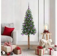 vidaXL K&uuml;nstlicher Weihnachtsbaum, Schlanker Weihnachtsbaum mit 150 LEDs mit