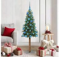 vidaXL K&uuml;nstlicher Weihnachtsbaum, Schlanker Weihnachtsbaum mit 150 LEDs mit