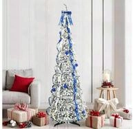 vidaXL LED Baum K&uuml;nstlicher Weihnachtsbaum mit 200 LEDs Wei&szlig; 210 cm PVC