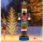 COSTWAY Weihnachtsfigur, 185cm hoher Nussknacker, mit 100 LED-Lichtern